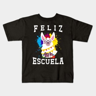 Llama Feliz 100 Dias De Escuela - 100 Days of School Spanish Kids T-Shirt